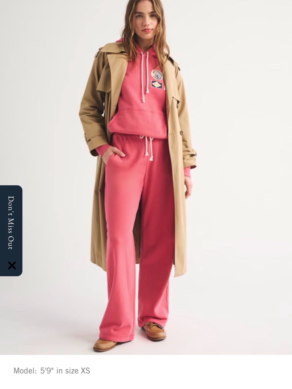 Abercrombie & Fitch Wide-Leg Sweatpants - Dusty Rose Medium Long